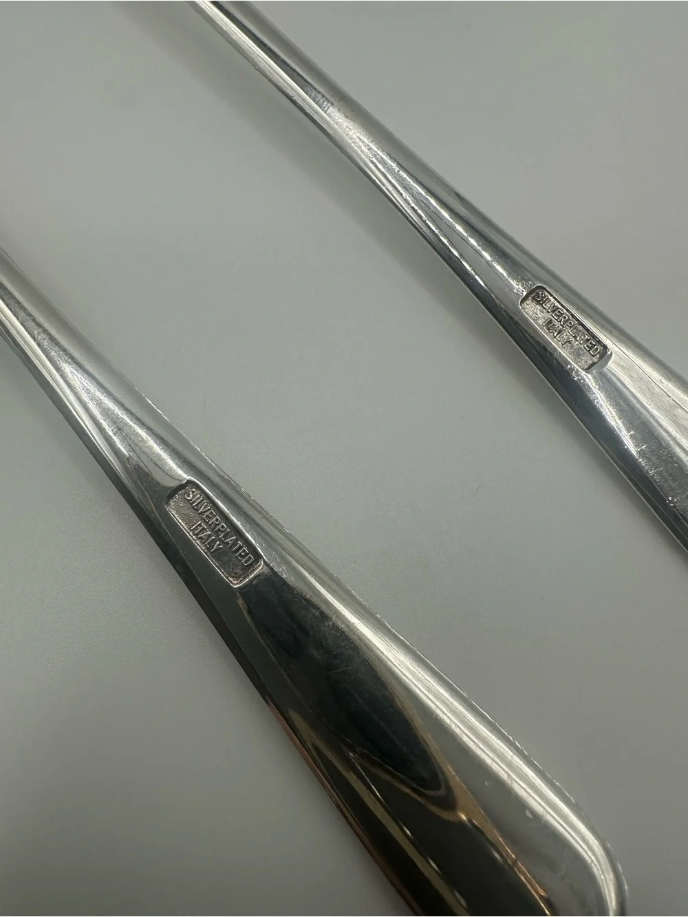 Salad Servers Fork Spoon Silver Plated Utensils Italy 9